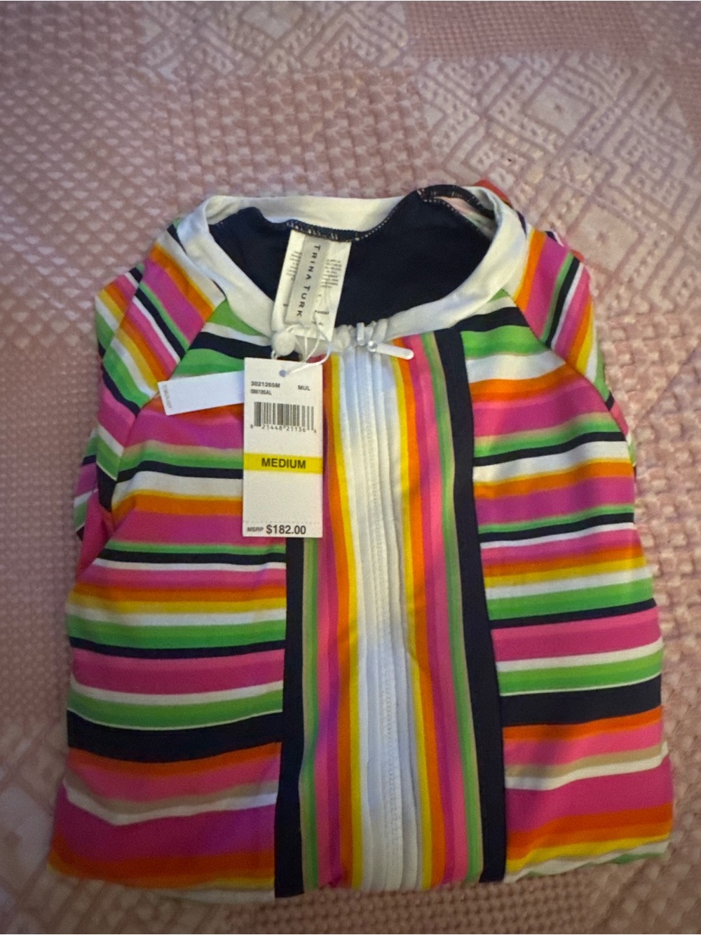 TRINA TURK Multicolor Splash Stripe 1 Pc Paddle Swimsuit Sz Medium NWT - Picture 4 of 6